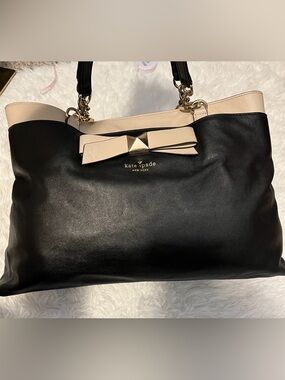 kate spade Black and Cream Bow-Accent Tote